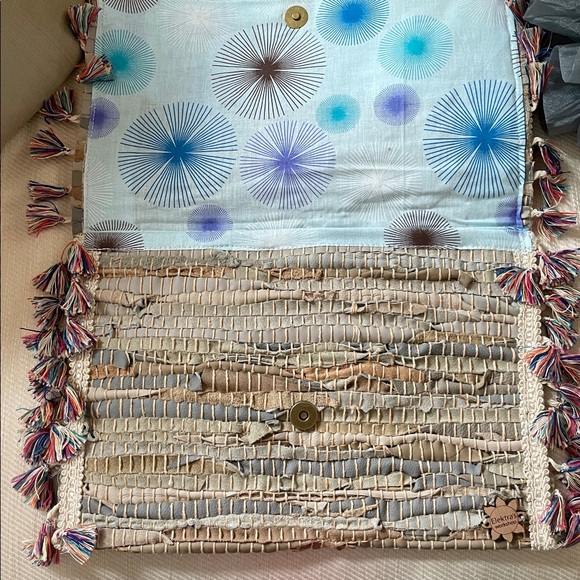 KOORELOO Woven Multicolor Fringe CLUTCH HANDBAG PURSE. NWT - Picture 3 of 9